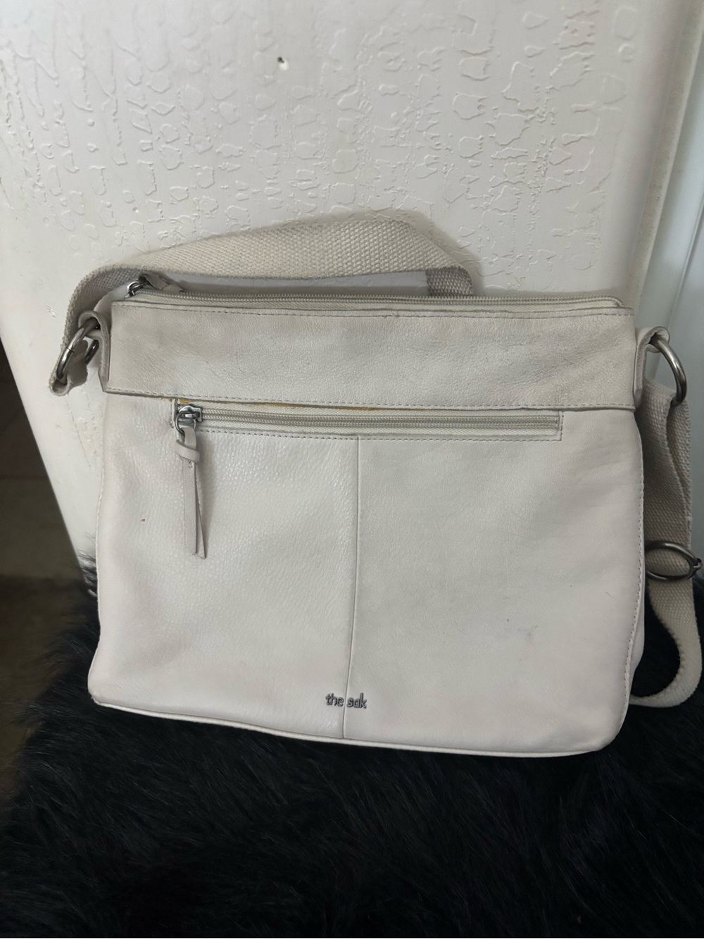Vintage The Sak Cream Leather Crossbody Bag